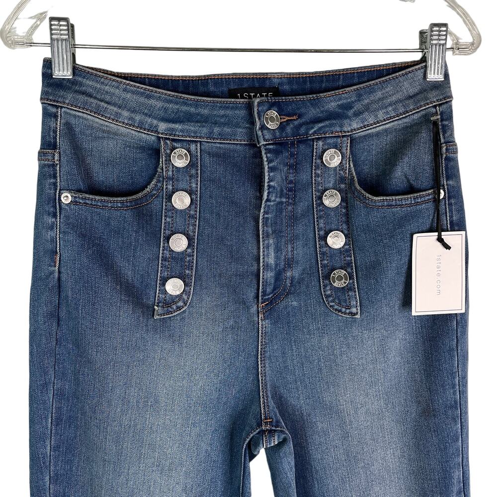 1.State High Rise Button Front Jeans 28 New - Picture 2 of 9